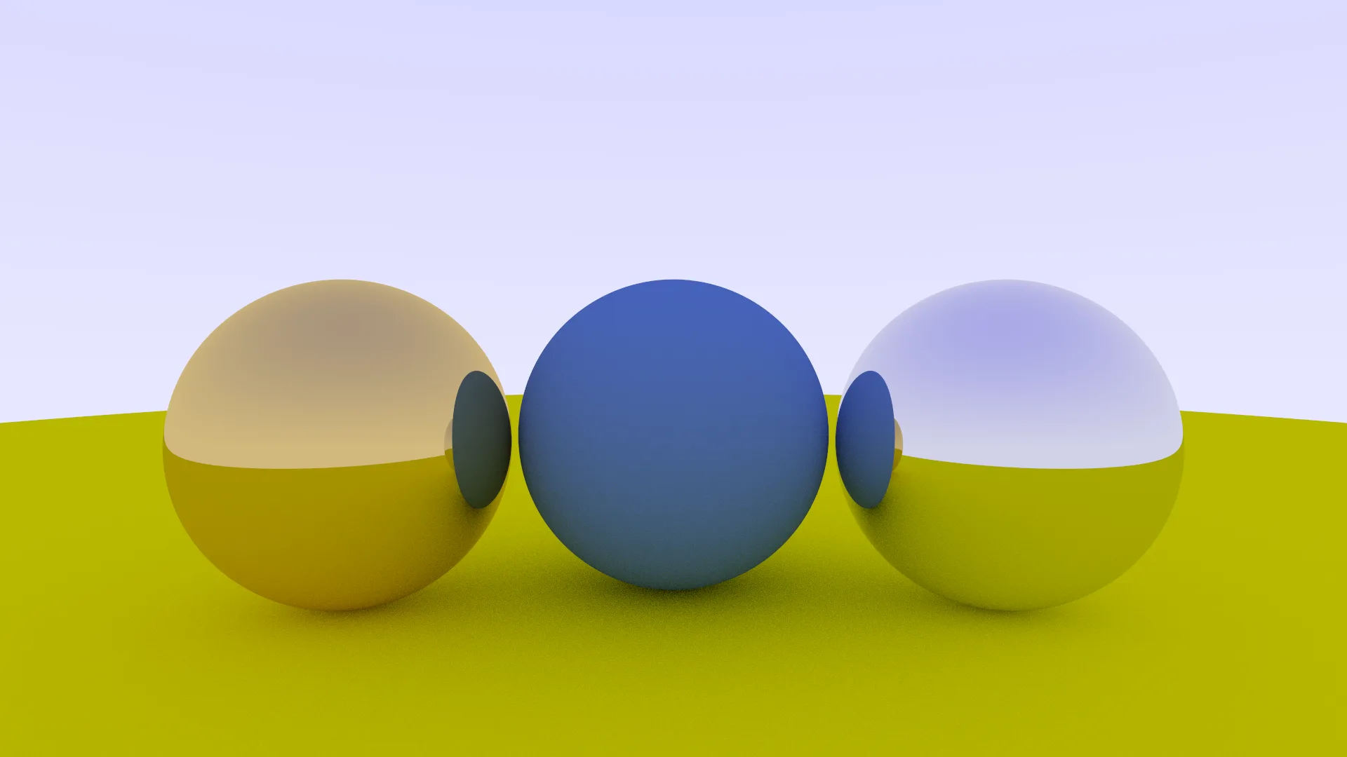 Gold, plastic, and silver spheres